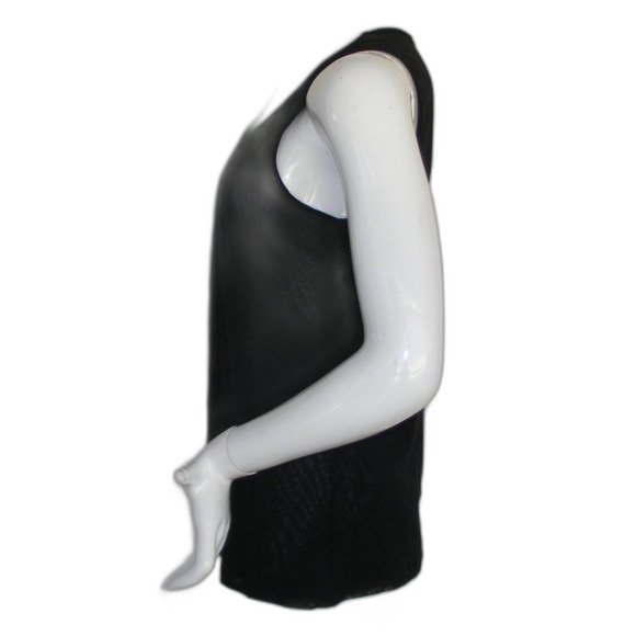 new CHICO'S Mesh Tank top, 1/M, Black Nylon, Pleats - Picture 7 of 11